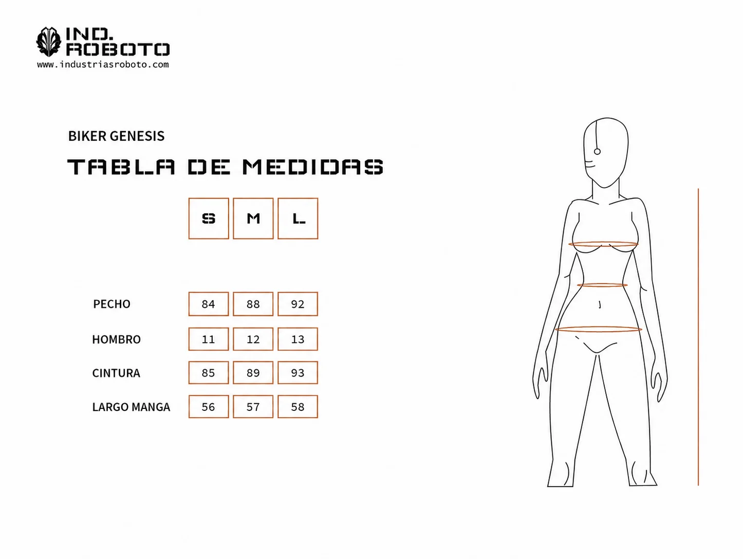 Tablas de medidas Biker Genesis mujer